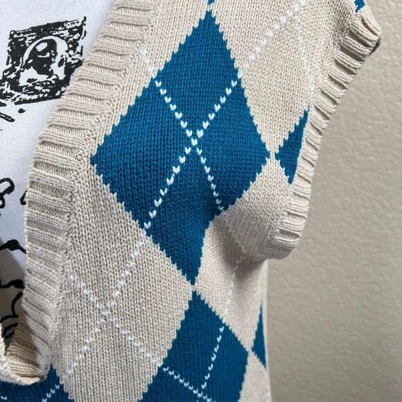 JJ Basics Light Brown long knit sweater/ dress blue checkers size XL academia - Picture 9 of 12